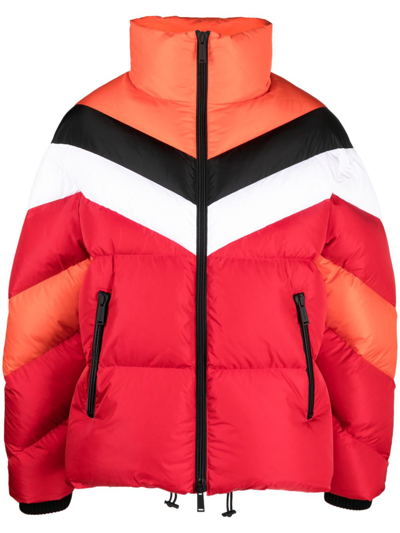 Dsquared2 Down-filled Jacket With Logo Print On The Back In Red
