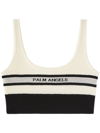 Palm Angels Intarsia-knit Logo Bra Top In Black