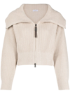 Brunello Cucinelli Cropped Ribbed Cashmere Cardigan In Neutrals