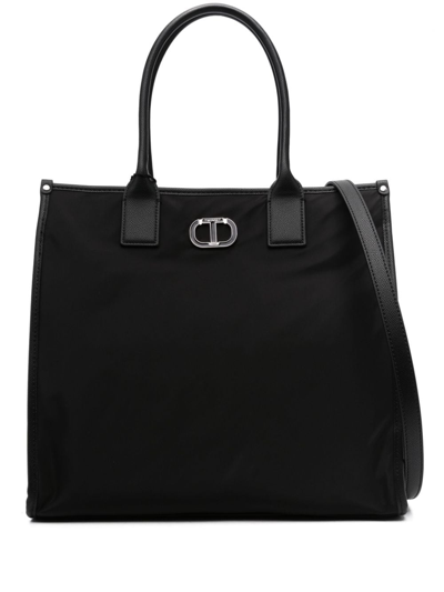 Twinset Logo-plaque Tote Bag In Black  