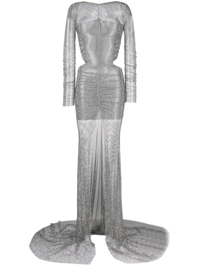 Giuseppe Di Morabito Crystal-embellished Floor-length Dress In Silver