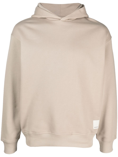 Emporio Armani Logo-patch Cotton Hoodie In Nude