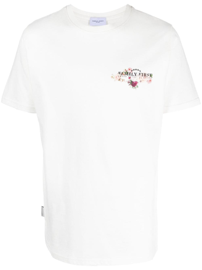 Family First Floral-print Cotton T-shirt In White