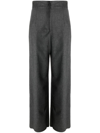 Emporio Armani High Waist Wide Leg Trousers With Pockets In Grey