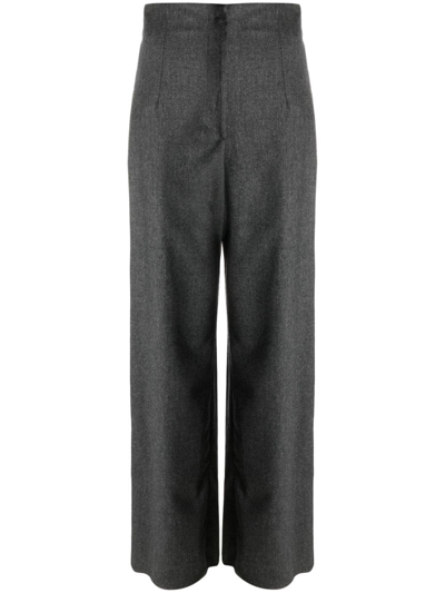Emporio Armani Straight-leg High-waist Trousers In Grey