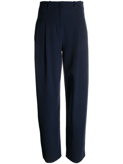Emporio Armani Pleat-detail Straight-leg Trousers In Blue