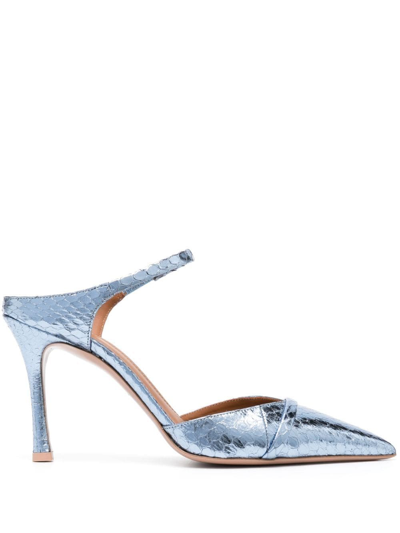 Malone Souliers Uma 90mm Snakeskin-effect Pumps In Steel