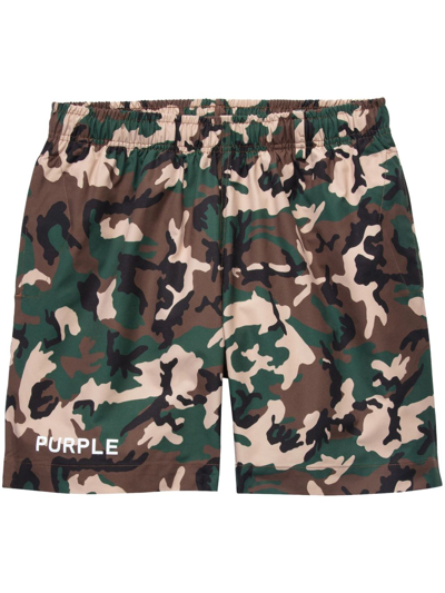 Purple Brand Camouflage-pattern Elasticated-waistband Shorts In Brown