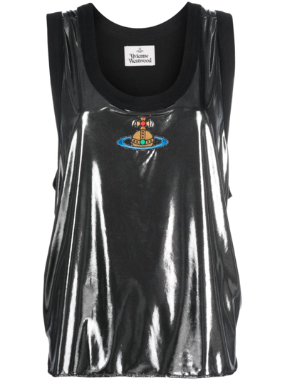 Vivienne Westwood Andreas Orb Embroidered Tank Top In Silver