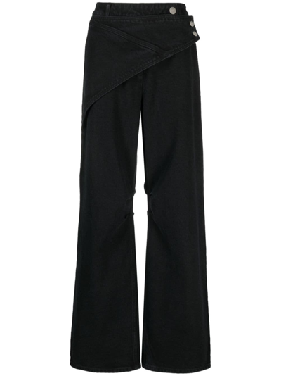 Cannari Concept Bandana Mid-rise Wide-leg Jeans In Black