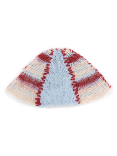 Marni Kids' Striped Knitted Beanie In Blue