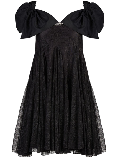 Nina Ricci Floral-lace Bow-detail Minidress In Black