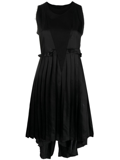 Mm6 Maison Margiela Sleeveless Pleated Dress In Black