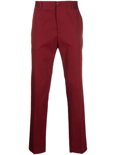 Etro Mid-rise Stretch-cotton Chinos In Red