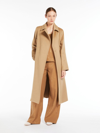 Max Mara Cashmere Coat With Belted Waist And Long Length In Camel