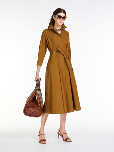 Max Mara Poplin Shirt Dress In Bronze ModeSens