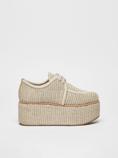 Max Mara 70mm Bilbao Woven Canvas Wedges In Beige