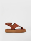 Max Mara 30mm Deuville Leather Sandals In Brown