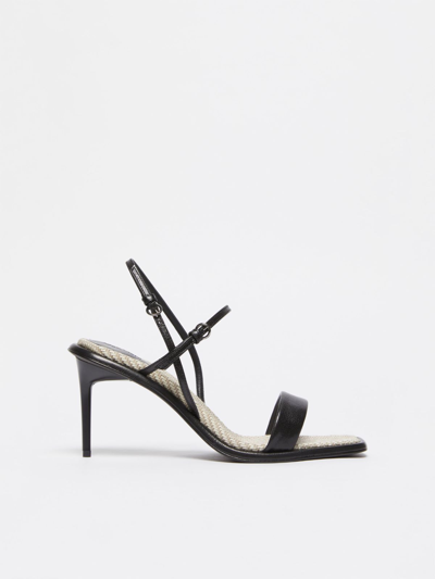 Max Mara 80mm Straw Leather High Heel Sandals In Black
