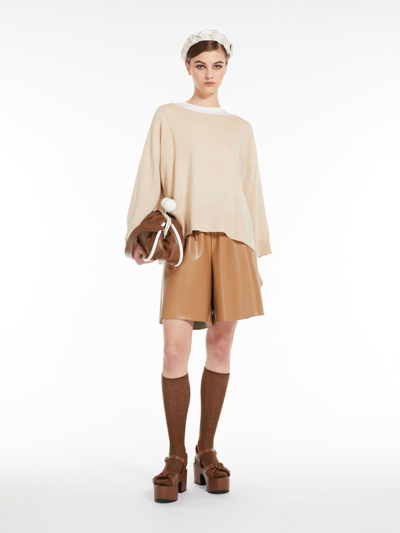 Max Mara High-rise Nappa Leather Shorts In Camel