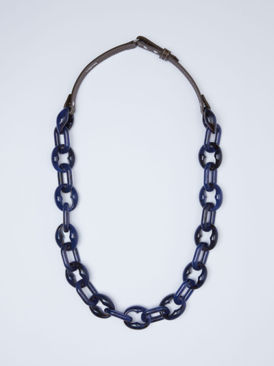 Max Mara Women's Comodo Chain Link & Leather Necklace In Navy