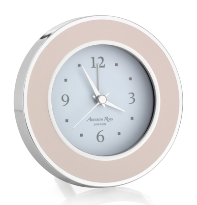 Addison Ross Ltd Light Pink & Silver Silent Alarm Clock