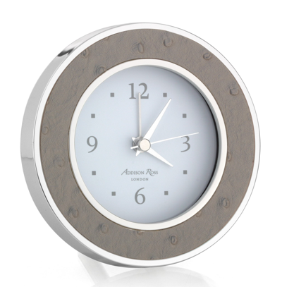 Addison Ross Ltd Shadow Ostrich Silver Alarm Clock In Multi