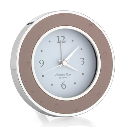 Addison Ross Ltd Blush Ostrich Silver Alarm Clock In Metallic