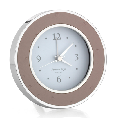 Addison Ross Ltd Blush Ostrich Silver Alarm Clock