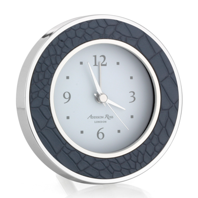 Addison Ross Ltd Blue Croc Silver Silent Alarm Clock