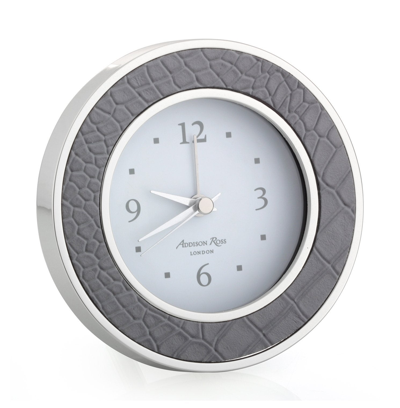 Addison Ross Ltd Dove Croc Silver Alarm Clock In Metallic