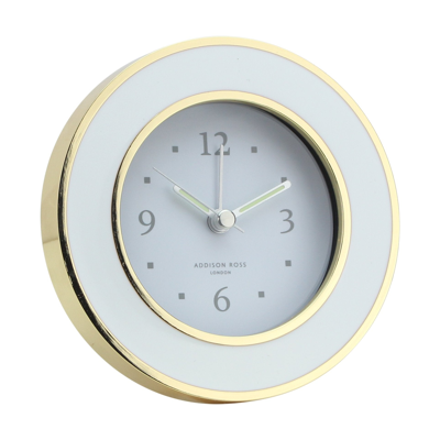Addison Ross Ltd White & Gold Silent Alarm Clock