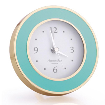 Addison Ross Ltd Turquoise Blue & Gold Alarm Clock