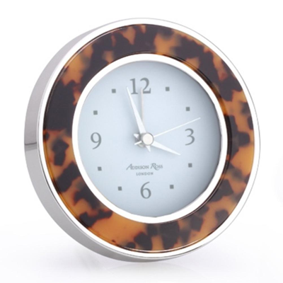 Addison Ross Ltd Tortoiseshell & Silver Alarm Clock