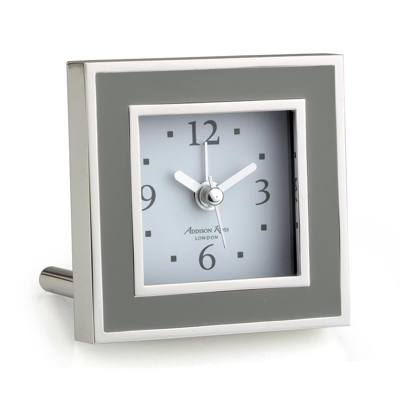 Addison Ross Ltd Taupe Enamel Square Silent Alarm Clock In Gold