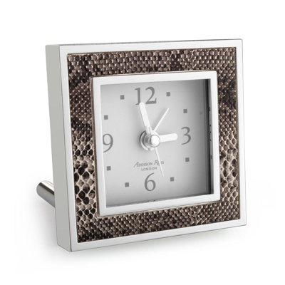 Addison Ross Ltd Natural Snake Square Alarm Clock In Gray