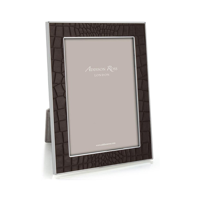 Addison Ross Ltd Chocolate Croc & Silver Frame