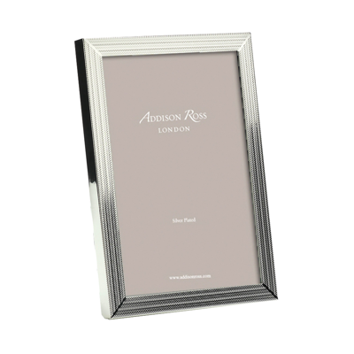 Addison Ross Ltd Herringbone Silver Plated Photo Frame In Brown