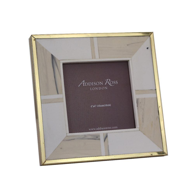 Addison Ross Ltd White Bone 4 X 4 Photo Frame With Brass Border