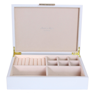 Addison Ross Ltd Large White Jewellery Box With Gold In Multi