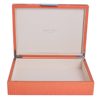 Addison Ross Ltd Large Orange Croc Lacquer Box With Silver In Orange