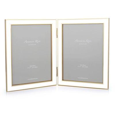 Addison Ross Ltd White Enamel & Gold Double Frame