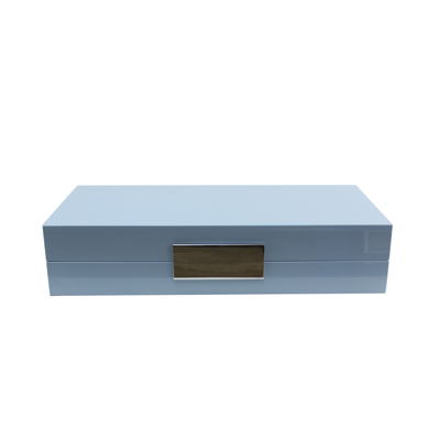 Addison Ross Ltd Pale Denim Lacquer Jewellery Box With Silver In Blue