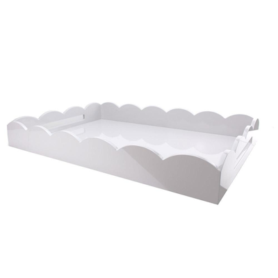 Addison Ross Ltd White Large Lacquered Scallop Ottoman Tray