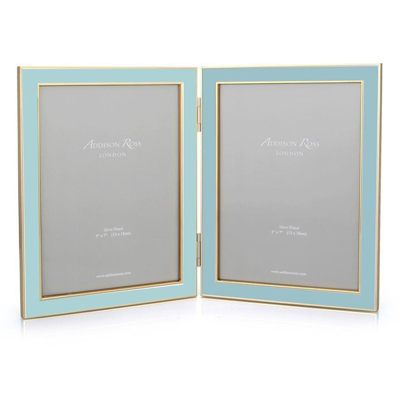Addison Ross Ltd Powder Blue Enamel & Gold Double Frame