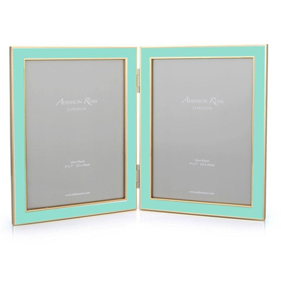 Addison Ross Ltd Turquoise Blue Enamel & Gold Double Frame