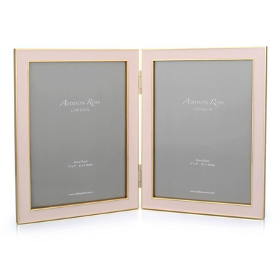 Addison Ross Ltd Pale Pink Enamel & Gold Double Frame