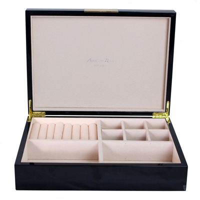 Addison Ross Ltd Large Black Jewellery Box With Gold