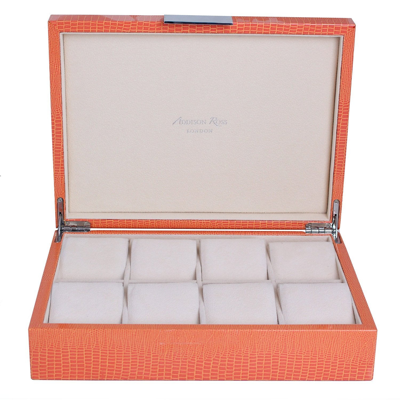 Addison Ross Ltd Large Orange Croc & Silver Watch Box