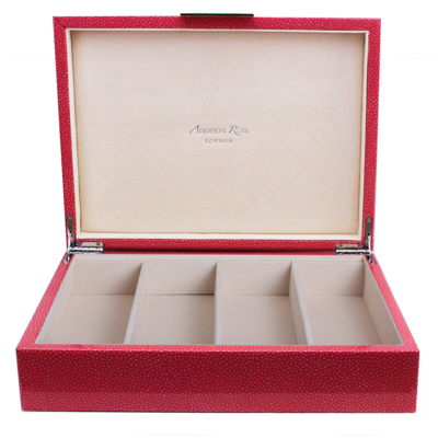 Addison Ross Ltd Large Pink Shagreen & Silver Glasses Box